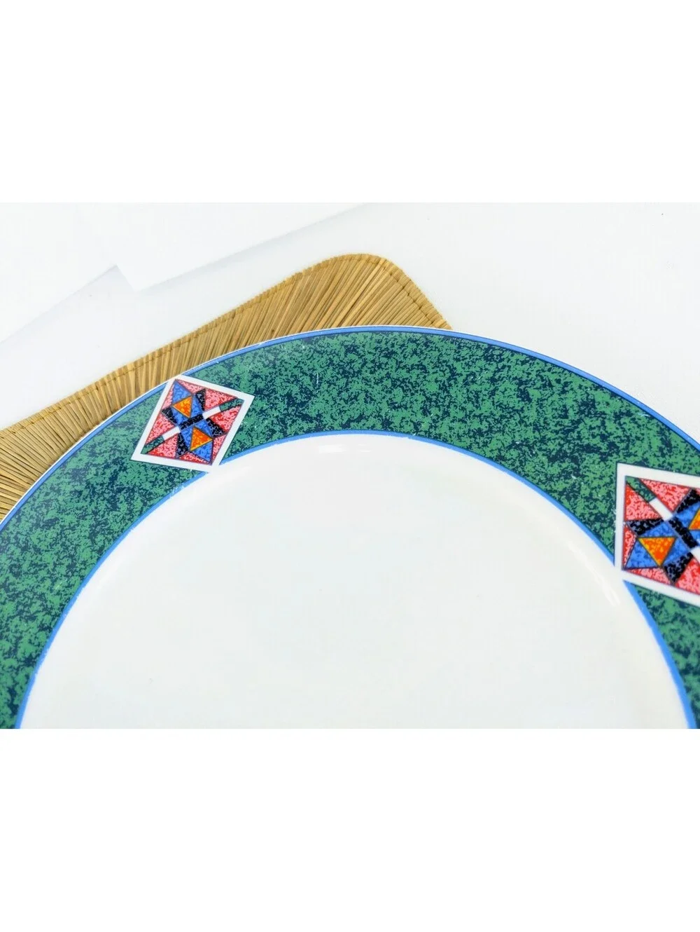1990s Geometric / Southwestern Pattern Stonewear Plates (2), Lynn's Avanel